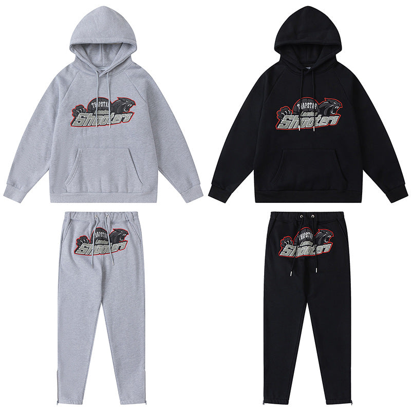 Trapstar Black Tiger Embroidered Hoodie and Pants Set